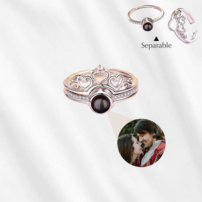Matching Photo Projection Ring for Couples 