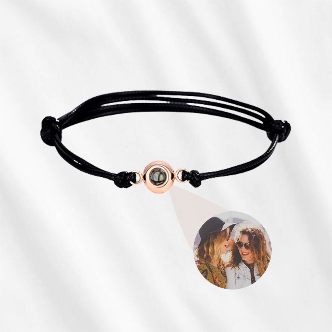 This projection photo bracelet is both for men and women. Available in multiple pendant and rope colors.