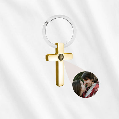personalized Cross Keychain with Picture Inside