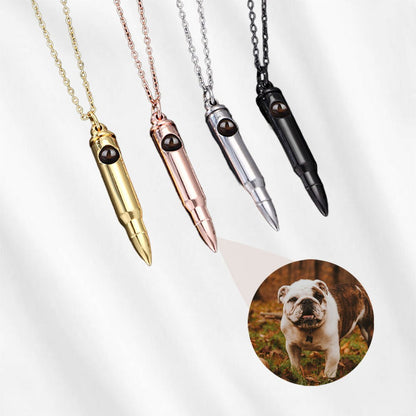 Personalized Men's Bullet Photo Projection Necklace