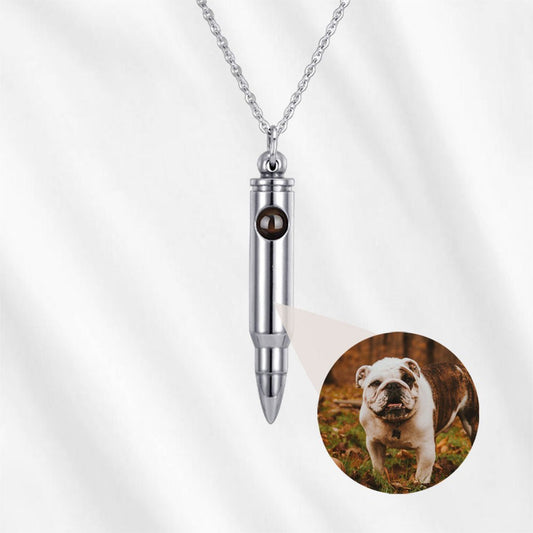 Projection necklace bullet shape silver