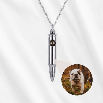 Personalized Men's Bullet Photo Projection Necklace