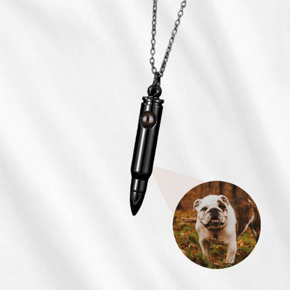 Personalized Men's Bullet Photo Projection Necklace
