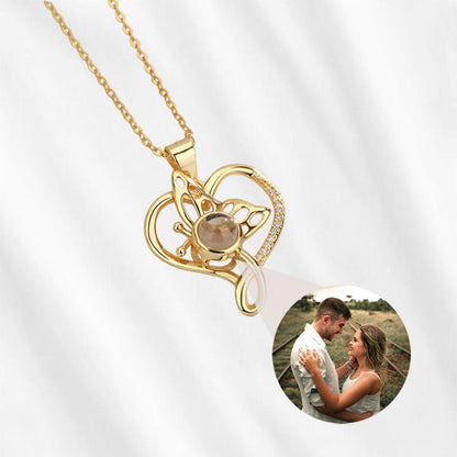 gold Butterfly Picture Necklace