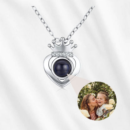 Crown Heart Necklace with picture inside