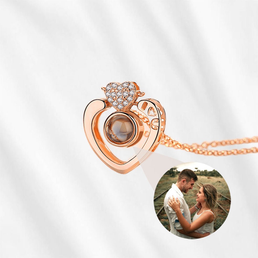 Photo projection necklace heart pendant