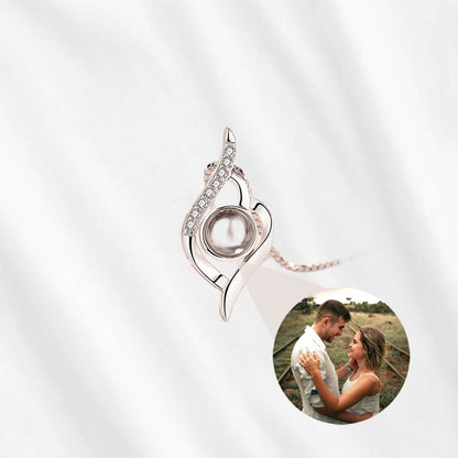 Leaf Photo projection necklace with custom picture inside
