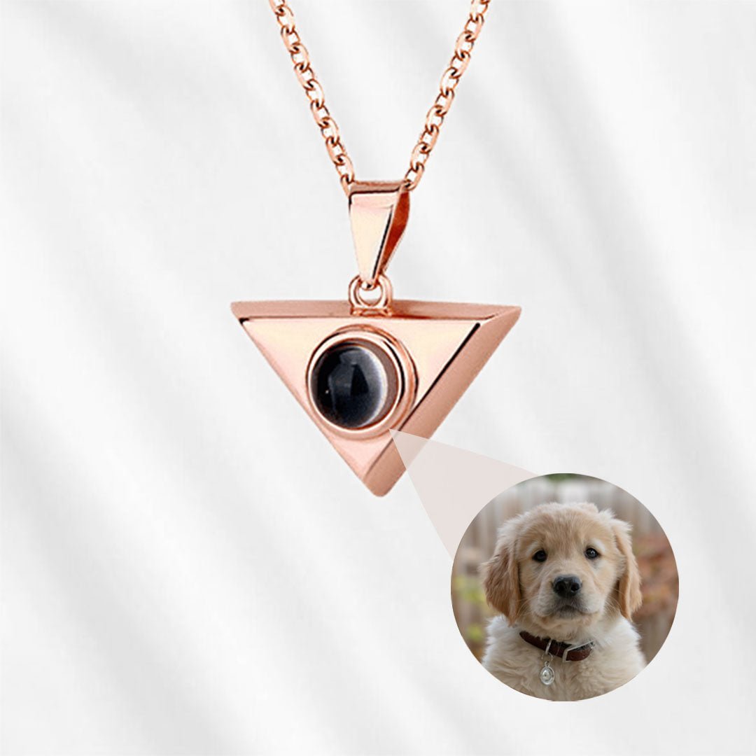 Triangle magnified picture necklace