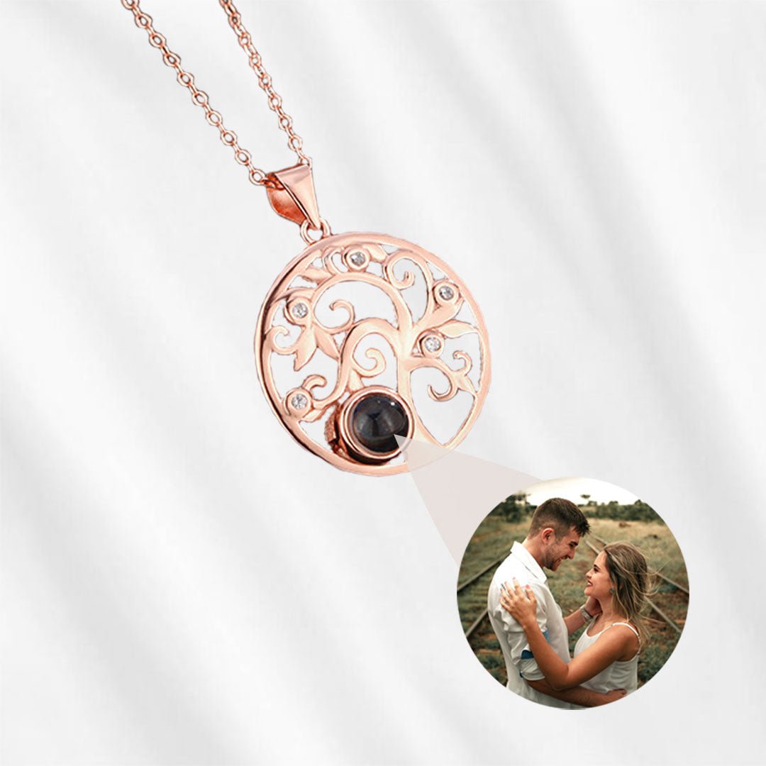 necklace with picture inside tree