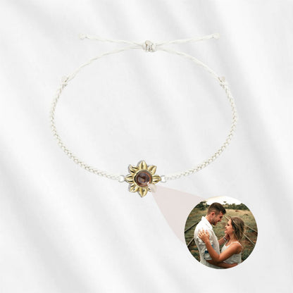 white Sunflower Bracelet with Picture Inside