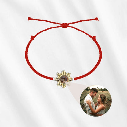 Red Sunflower Bracelet with Picture Inside