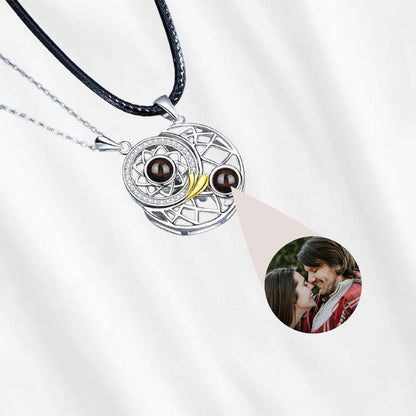 925 Sterling Silver Sun and Moon necklace with hidden photo projection